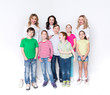 © Prostock-studio - Happy kids and adults standing at white background, copy space