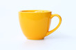 Yellow coffee cup on White background.