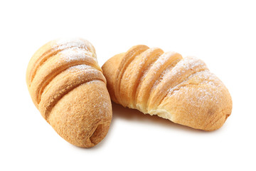 Wall Mural - Fresh croissants isolated on a white background