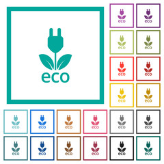 Wall Mural - Eco energy flat color icons with quadrant frames