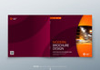 © great_bergens - Square Brochure design. Red orange corporate business rectangle template brochure, report, catalog, magazine. Brochure layout modern circle shape abstract background. Creative brochure vector concept