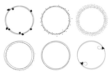 set of vector graphic circle frames. wreaths for design, logo template