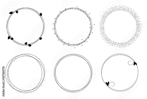 Set of vector graphic circle frames. Wreaths for design ...