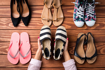 Woman's shoes collection. Fashion background