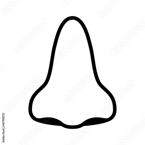 Human Nose Front View For Breathing And Smelling Line Art Vector Icon For