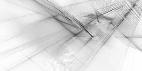 Poster - Abstract background element. Fractal graphics series. Three-dimensional composition of repeating grids and glitches. White texture.