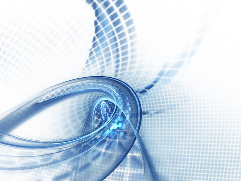 Abstract blue background element. Grids and curves series. Fractal graphics. Composition of net shapes, curves, motion blur and waveforms. High resolution.
