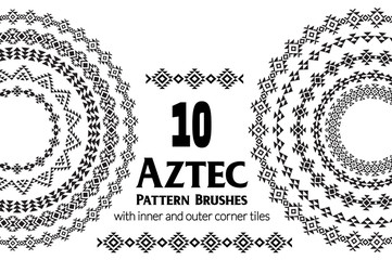Aztec vector pattern brushes with inner and outer corner tiles. Can be used for borders, ornaments, frames and design elements. All used brushes are included in brush palette.