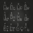 © MicroOne - Alcoholic drinks line icons - white drinks icons on chalkboard