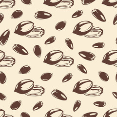 Wall Mural - Nuts and seeds vintage seamless pattern