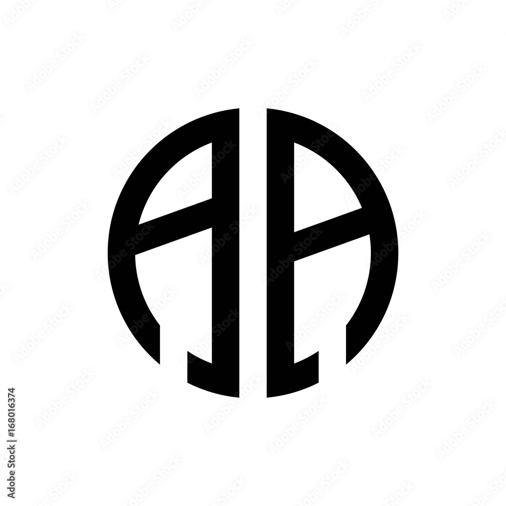 initial letters logo aa black monogram circle round shape vector Stock ...