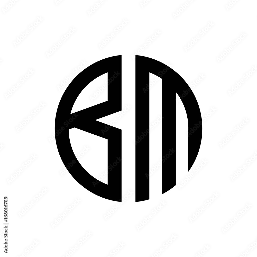 initial letters logo bm black monogram circle round shape vector Stock ...