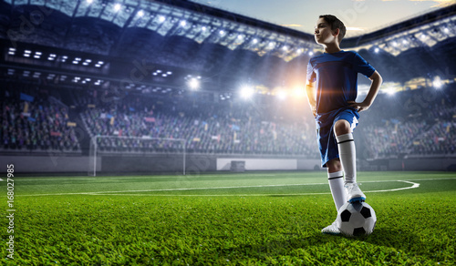 Little soccer champion. Mixed media . Mixed media