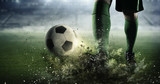 Fototapeta Sport - Soccer goal moment. Mixed media . Mixed media