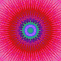 Poster - Geometric mandala explosion fractal background - circular symmetrical vector pattern from curved stars