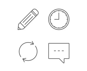 Aufkleber - Speech bubble, Edit and Clock line icons.