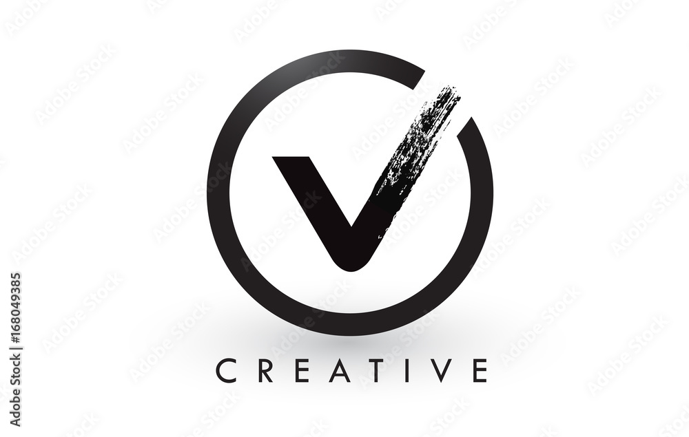 V Brush Letter Logo Design. Creative Brushed Letters Icon Logo. Stock ...