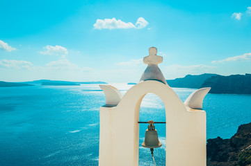 Poster - Bell Tower in Santorini Greece