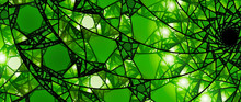 Green Glowing Stained Glass 8k Widescreen Background
