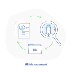 HR Management, flat line illustration concept of human resources management