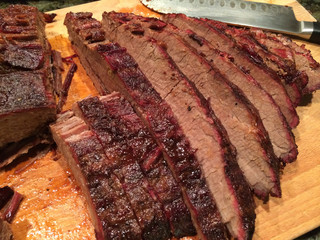 Sliced Beef Brisket on Memphis Woodfired Pellet Grill