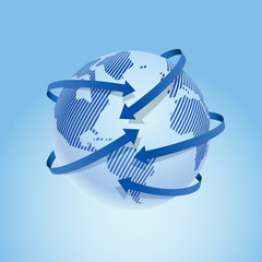 Poster - Modern design of the world map with the index arrows. Vector illustration.