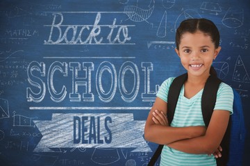 Poster - Composite image of portrait of smiling girl with arms crossed ca