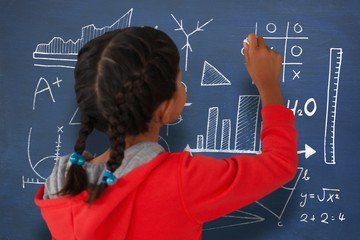 Poster - Composite image of rear view of girl with braided hair holding c