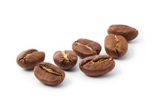 Roasted Coffee Beans Isolated In White Background Cutout