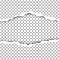 Wall Mural - Ripped hole in the middle of a transparent sheet of paper with soft shadows. Template paper design.