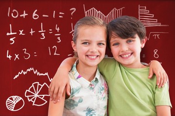 Poster - Composite image of portrait of happy siblings