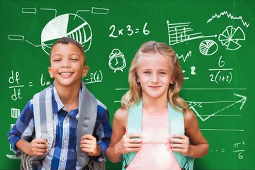 Poster - Composite image of portrait of students with backpacks
