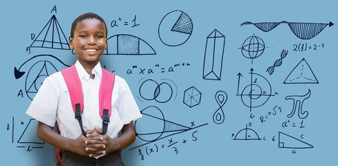 Poster - Composite image of portrait of student with schoolbag