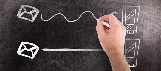 Poster - composite image of hand writing with chalk