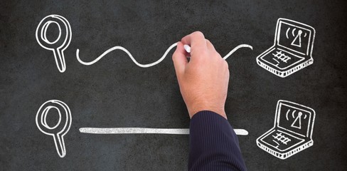 Poster - Composite image of hand of a businessman writing with a chalk