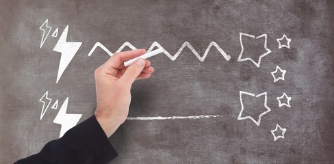 Poster - Composite image of hand holding a chalk and writing something