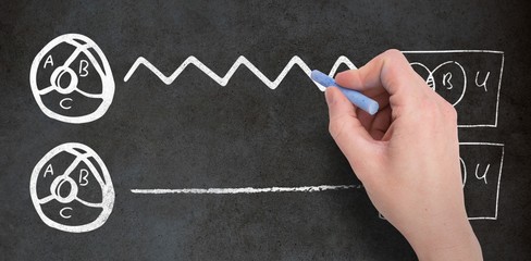 Poster - Composite image of hand writing with chalk
