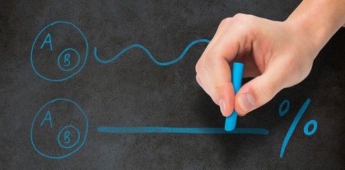 Poster - Composite image of hand writing with a chalk