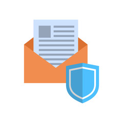 Poster - Envelope With Shield Icon Mail Data Protection Concept Vector Illustration