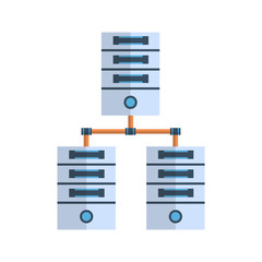 Poster - Data Center Icon Cloud Computer Connection Hosting Server Database Synchronize Technology Vector Illustration