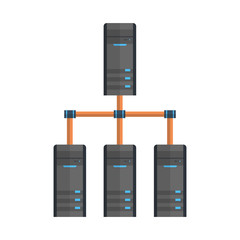 Poster - Data Center Icon Cloud Computer Connection Hosting Server Database Synchronize Technology Vector Illustration