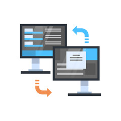 Poster - Data Synchronization Icon Computer Connection Database Access Synchronize Technology Vector Illustration
