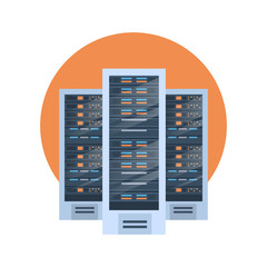 Fototapete - Data Center Icon Cloud Computer Connection Hosting Server Database Synchronize Technology Vector Illustration