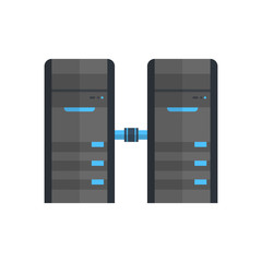 Poster - Data Center Icon Cloud Computer Connection Hosting Server Database Synchronize Technology Vector Illustration