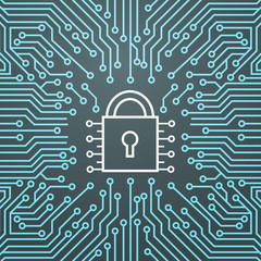 Poster - Lock Network Data Protection System Concept Banner Vector Illustration