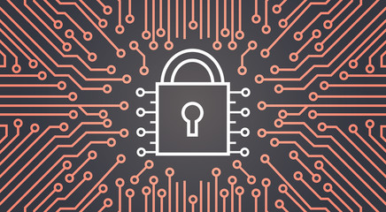 Poster - Lock Network Data Protection System Concept Banner Vector Illustration