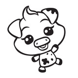 Fototapeta Pokój dzieciecy - vector cute pig coloring page illustration