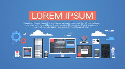 Poster - Data Center Cloud Computer Connection Hosting Server Database Synchronize Technology Vector Illustration