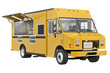 Food truck eatery cafe on wheels. 3D rendering