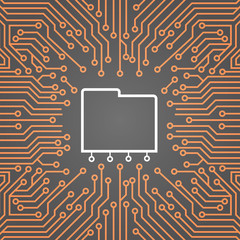 Poster - Database Over Computer Chip Moterboard Background Data Center System Concept Banner Vector Illustration
